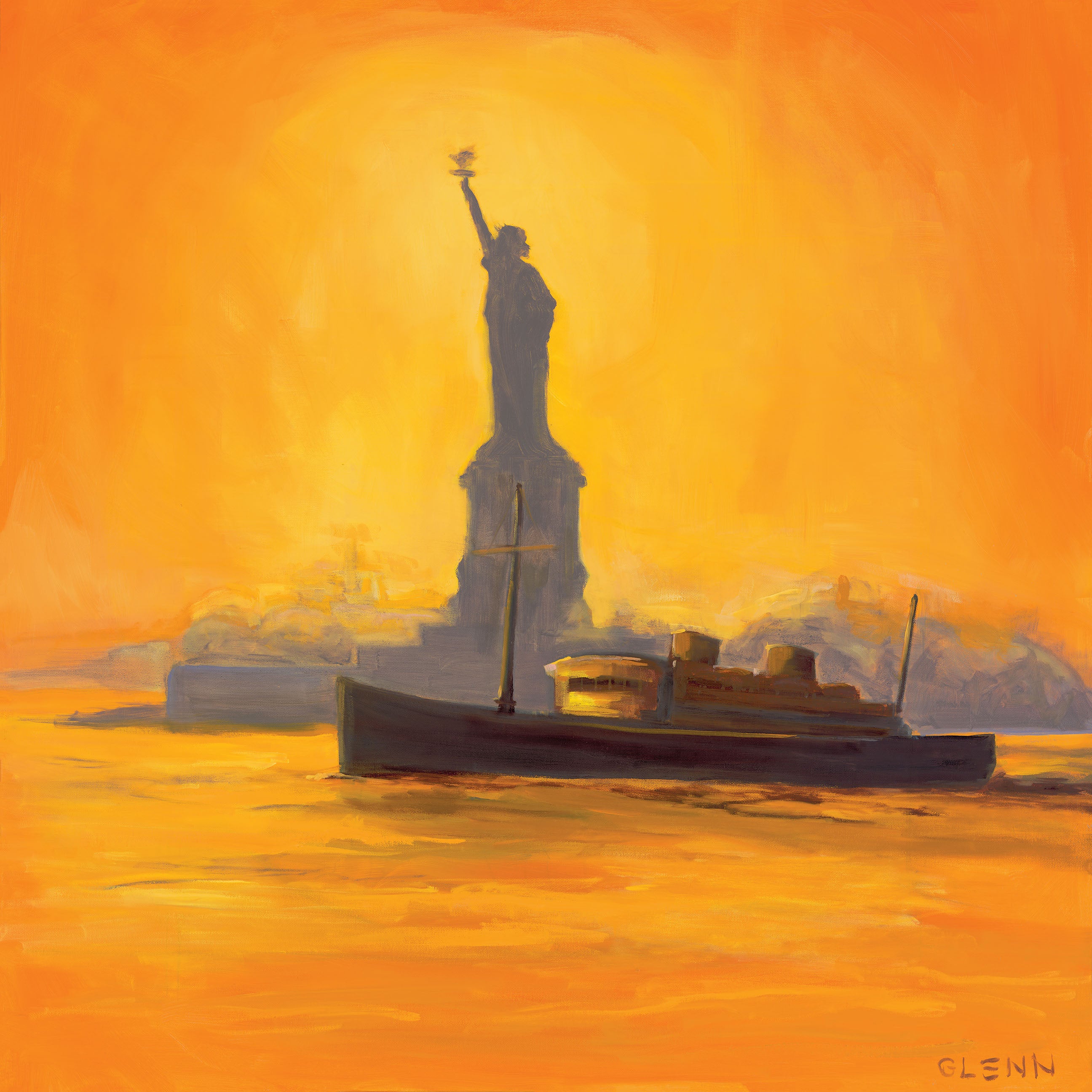 Glenn Beck's "Morning of Hope, Dusk of Despair" art print depicting the MS St. Louis sailing past the Statue of Liberty, contrasting hope and despair.